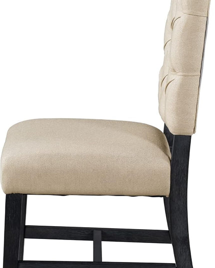 Kitchen Retro Style Set with Extendable Table and 4 Upholstered Chairs for Dining Living Room, Espresso, 5 - LeafyLoom
