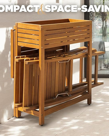 Natural Bistro Set, Onesize, Flower Shelf Table - LeafyLoom