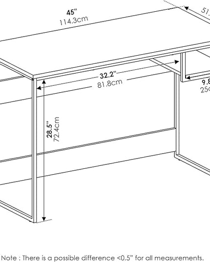 FURINNO Moretti Lifestyle Study Desk, 45 Inches, French Oak Grey - LeafyLoom