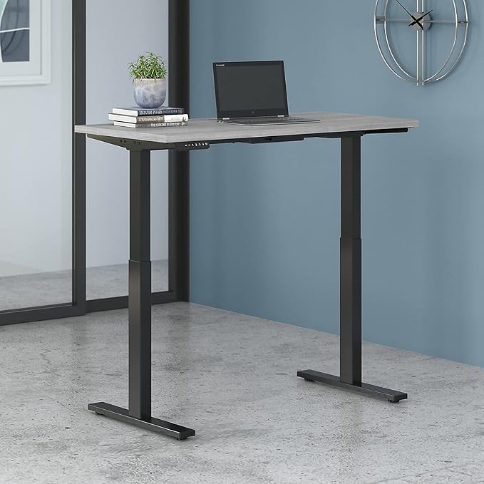 Bush Business Furniture Move 60 Electric Ergonomic Sit-Stand Computer Table for Home and Professional Office, 48W x 24D, Platinum Gray - LeafyLoom