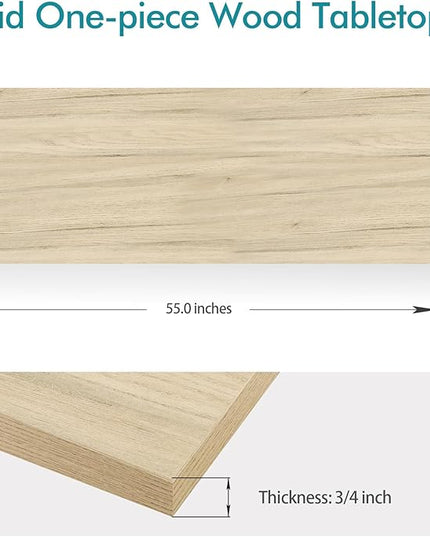 Kaboon Universal Tabletop 55"x20", Solid One-Piece Melamine Table Top, Double Desk L-Desk DIY, Home and Office, Oak - LeafyLoom