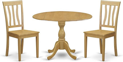 East West Furniture Dublin Kitchen Room Set, 42x42 Inch, DMAN3-OAK-W - LeafyLoom