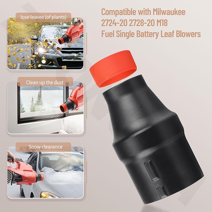 Car Drying Nozzle for Milwaukee M18 Fuel Single Battery 2724-20 2728-20 M18 Leaf Blowers, Car Drying Nozzle for Milwaukee Leaf Blowers with Red Soft Tip Cover - LeafyLoom