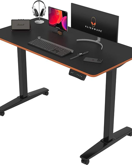 Monomi Height Adjustable Electric Standing Desk, 48 x 24 Inches Sit Stand up Desk, Memory Computer Home Office Desk (Black Frame+ Black Top) - LeafyLoom