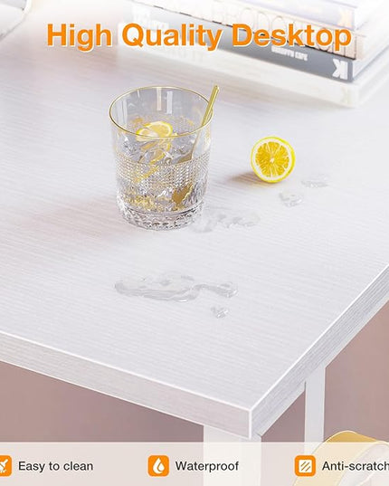 ODK Computer Desk Large Office Desk, 55 Inch Gaming Desk with Storage, Modern PC Desk Work Table with Headphone Hook for Home Office, White + White Leg - LeafyLoom