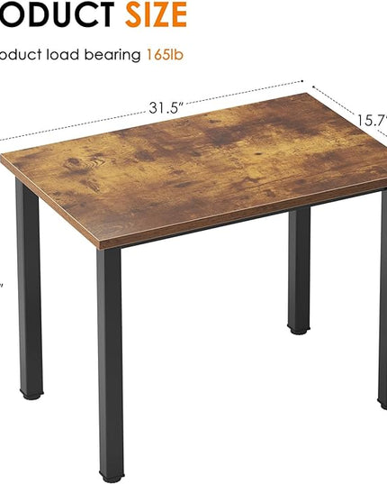 Need Small Desk, 31.5 inch Sturdy Writing Desk for Small Spaces, Small Computer Desk Teens Desk Study Table Laptop Desk Home Ofice Desk, Black Metal Frame, Rustic Brown - LeafyLoom
