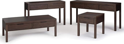 SIMPLIHOME Hollander SOLID WOOD 60 inch Wide Wide Console Sofa Entryway Table in Warm Walnut Brown with Storage, 3 Drawers , for the Living Room, Entryway and Bedroom - LeafyLoom