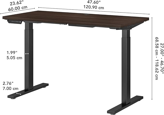 Bush Business Furniture Move 60 Electric Ergonomic Sit-Stand Computer Table for Home and Professional Office, 48W x 24D, Black Walnut - LeafyLoom