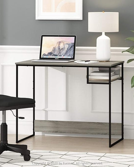 Furinno Moretti Lifestyle Study Desk, 35 Inches, French Oak Grey - LeafyLoom