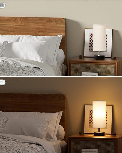 Small Table Lamp for Bedroom - Bedside Lamps for Night Stands, Minimalist Nightstand Light Lamp, Desk Lamps for Reading Room, Kids Room, Living Room, Office, Dorm - LeafyLoom