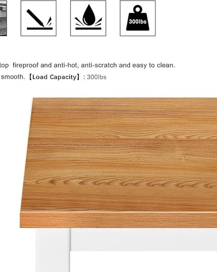 Need Small Desk, 39.4 inches Sturdy Writing Desk for Small Spaces, Small Computer Desk Teens Desk Study Table Laptop Desk Home Ofice Desk, White Metal Frame, Teak - LeafyLoom