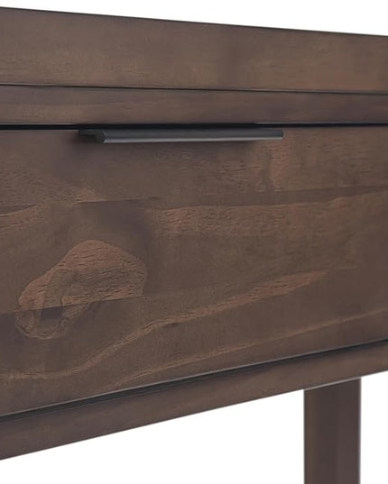 SIMPLIHOME Hollander SOLID WOOD 60 inch Wide Wide Console Sofa Entryway Table in Warm Walnut Brown with Storage, 3 Drawers , for the Living Room, Entryway and Bedroom - LeafyLoom