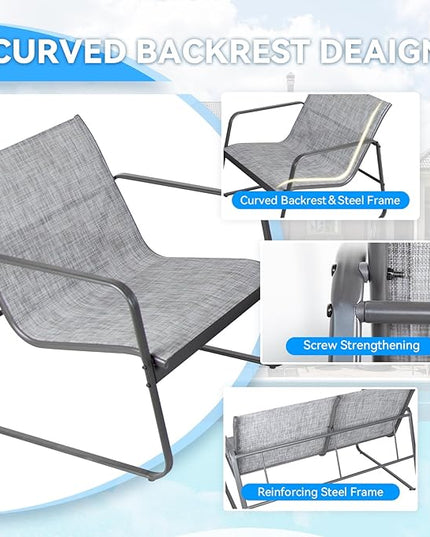 4 Piece Patio Outdoor Furniture Set with Strong Powder Coated Metal Frame One Love Seat, Two Single Chairs and one Table for Porch, Balcony, Backyad, Patio Conversation Set (Grey) - LeafyLoom