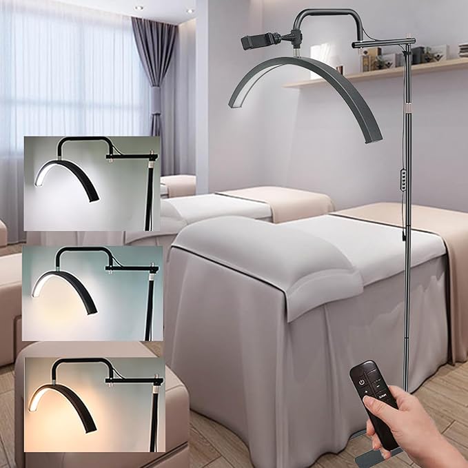 Lash Light Eyelash LED Floor Light Moon Light lash tech for Lash Extension, Half Moon Light for Beauty - Skincare,Lashes,Eyebrows,Facial,Tattoo, Adjustable Brightness for Lash lamp (Black) - LeafyLoom