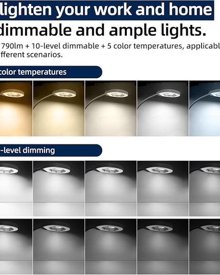 5X Magnifying Glass with Lights and Clamp, 4.2'' 5X Real Glass Magnifier Desk Lamp, w/Flexible Gooseneck Handsfree for Craft Workbench Hobby - New Rotary Switch Design - LeafyLoom