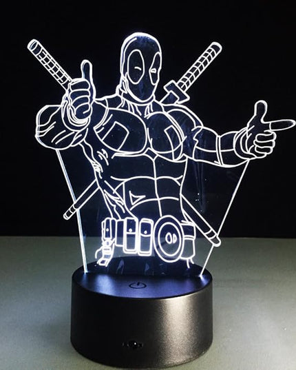 VALEN 3D Desk lamp Acrylic Deadpool Night Light 7 Color Change Furniture Decorative Colorful Gift Household Accessories Boy Toys - LeafyLoom