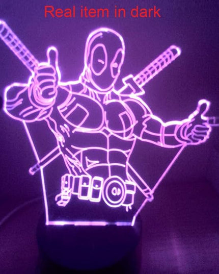 VALEN 3D Desk lamp Acrylic Deadpool Night Light 7 Color Change Furniture Decorative Colorful Gift Household Accessories Boy Toys - LeafyLoom