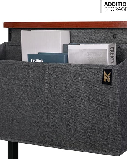 MoNiBloom Home Office Computer Desk with Storage Bag, 55" Writing Study Modern Simple Style Laptop Table, Teak Color - LeafyLoom