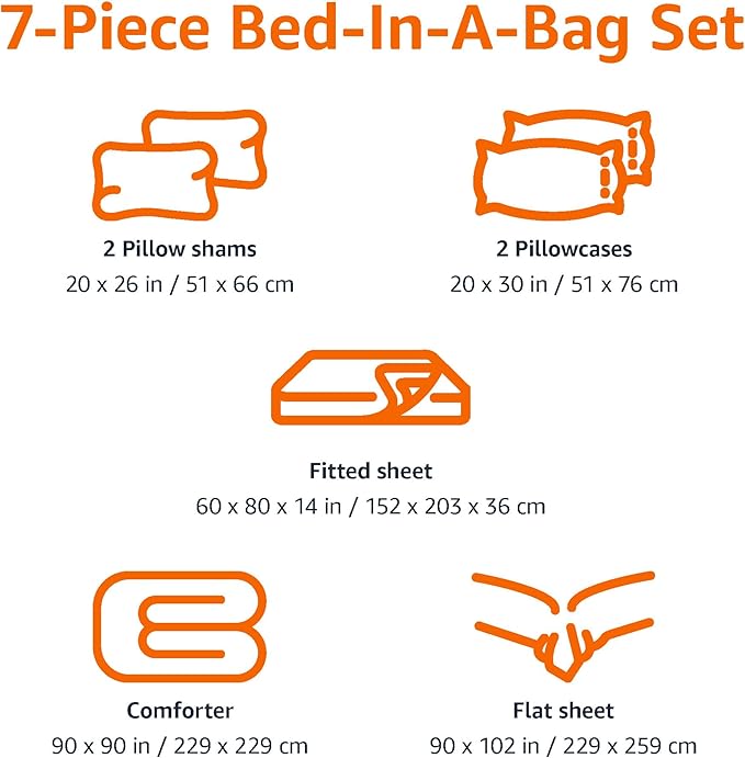 Amazon Basics 7 Piece Microfiber Kid's Bed-in-a-Bag Bedding Set, Full/Queen, Pink, Solid - LeafyLoom