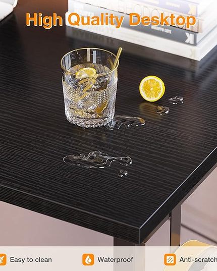 ODK Computer Desk Large Office Desk, 48 Inch Writing Desk with Storage, Modern PC Desk Work Table with Headphone Hook for Home Office, Black - LeafyLoom