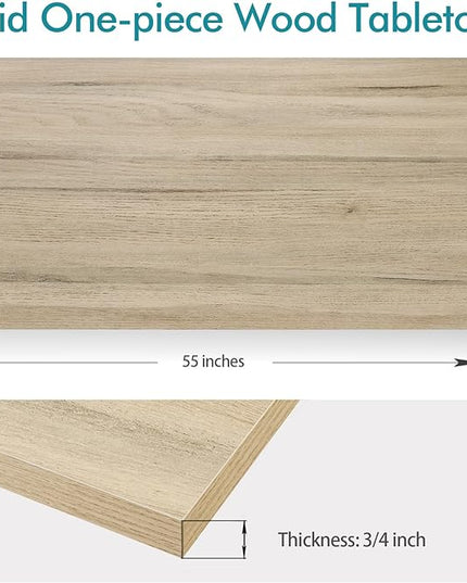 Kaboon Universal Tabletop 55"x27.5", Solid One-Piece Melamine Table Top, Double Desk L-Desk DIY, Home and Office Countertop, Oak - LeafyLoom
