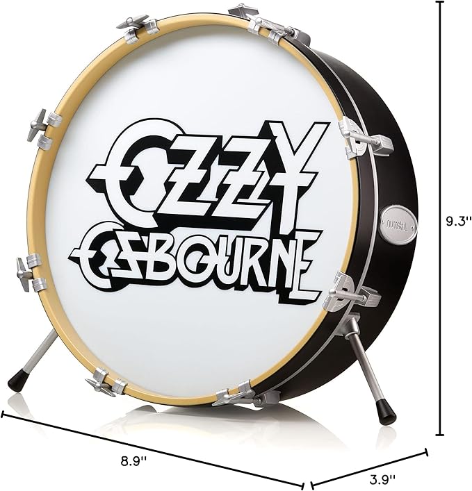 NUMSKULL Ozzy Osbourne Logo 3D Drum Lamp - Desk Lamp for Bedroom, Office, Home, Study, Work - Official Ozzy Osbourne Merchandise - LeafyLoom