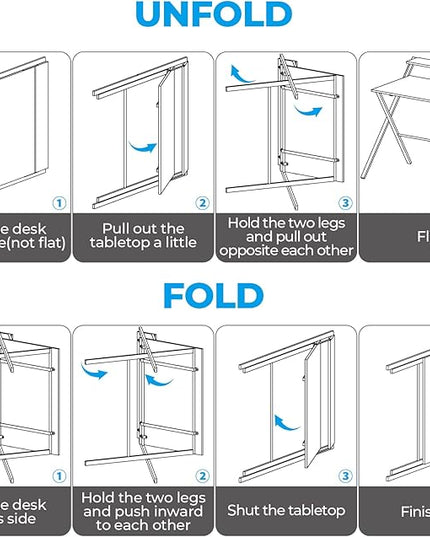 GreenForest Folding Desk No Assembly Required Small Size, 2-Tier Foldable Computer Desk with Shelf for Home Office, Space Saving Portable Laptop Study Foldable Table for Small Spaces, Espresso - LeafyLoom