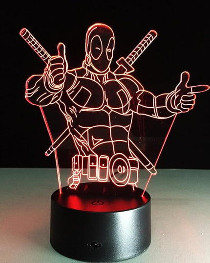 VALEN 3D Desk lamp Acrylic Deadpool Night Light 7 Color Change Furniture Decorative Colorful Gift Household Accessories Boy Toys - LeafyLoom