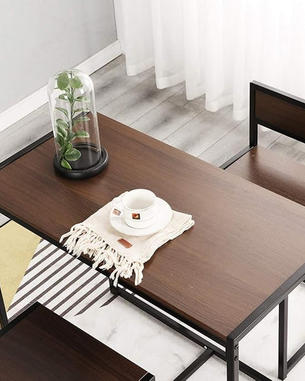 SDHYL 3 Piece Dining Set Dining Table Set with 2 Chairs Breakfast Table for Kitchen, Coffee Table Set, Home Office Table Set, Computer Table for 2, Portable Table Set, Walnut - LeafyLoom