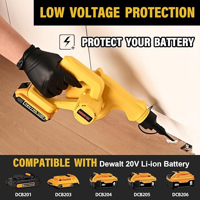Cordless Blower for DEWALT 20V Max Battery, 3-in-1 Handle Small Blower & Vacuum & Inflatable Compatible with DEWALT Battery by MKMKYEE (Battery Not Included) - LeafyLoom