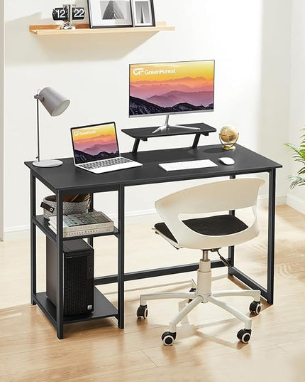 GreenForest Computer Desk with Monitor Stand,39 inch Small Desk with Reversible Storage Shelves,Gaming Desk for Small Spaces Home Office Writing Desk Study Table,Black - LeafyLoom