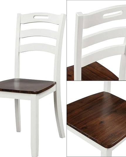 6-Piece Wood Rectangle Dining Table Set with Bench and 4 Chairs, with Waterproof Coat, for Kitchen, Living Room, Ivory and Cherry, 54" L x 36" W x 30" H - LeafyLoom