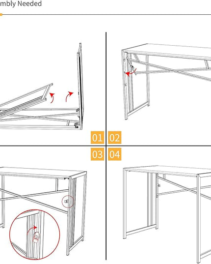 Folding Desk 40 inch Writing Gaming Computer Camping Table, No Assembly Required Home Office Desk, White - LeafyLoom