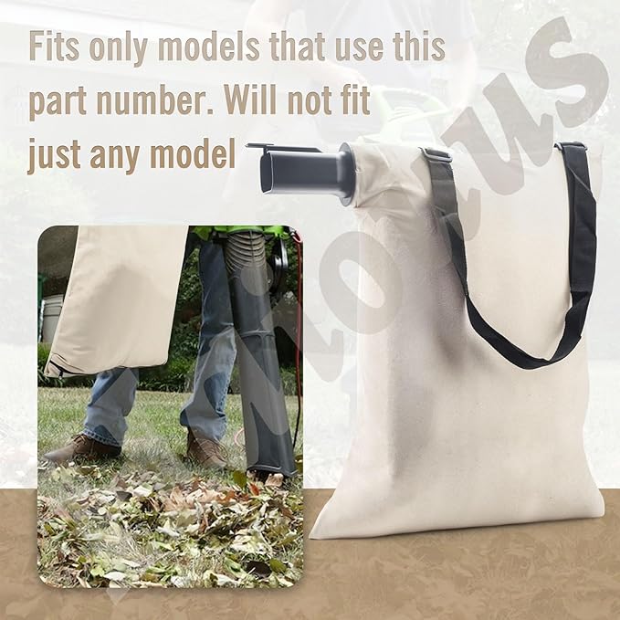 31101810 Blower Debris Vacuum Bag, Compatible with Greenworks Vacuum Bag 24022 24072 Leaf Blower Vacuum Debris White Cloth Bag w/Zipper,Replace 31103148 - LeafyLoom
