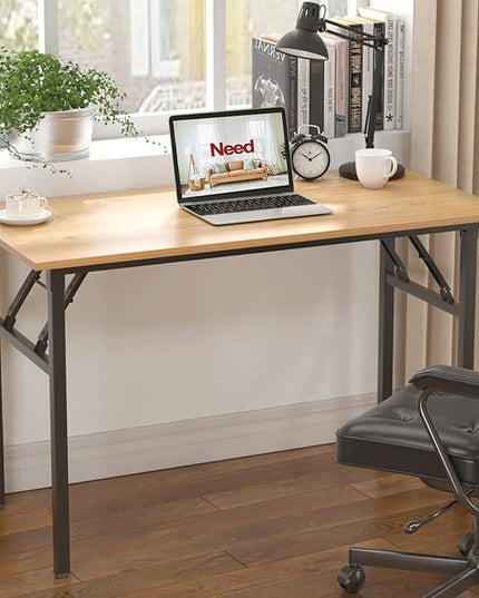 Need Office Computer Desk - 47.2L Sturdy and Heavy Duty Folding Laptop Table,Writing Table/Home Office Desk/Sewing Table,No Assembly Required (Teak Color) AC5BB12060 - LeafyLoom