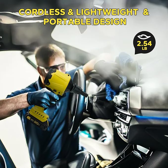 Cordless Dust Blower for Dewalt 20V Max Battery, 2-in-1 Blower & Vacuum, Handheld Blower HighSpeed Motor Air Compressed Duster w/ 671 MPH & 7 Nozzles for Sawmill Room, Home Cleaning(No Battery ) - LeafyLoom