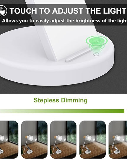 LED Desk Lamp, 180° Adjustable Desk Lamp for Home Office, Swing Arm Dimmable LED Table Lamp with Wireless Charger for Table Bedside Home Office Study, 6500K, 7W - LeafyLoom