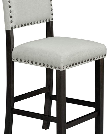 Kitchen 5-Piece Counter Height Dining Set, Classic Elegant Table and 4 Chairs in Espresso and Beige - LeafyLoom