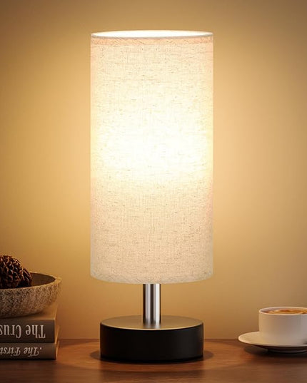 Small Table Lamp for Bedroom - Bedside Lamps for Night Stands, Minimalist Nightstand Light Lamp, Desk Lamps for Reading Room, Kids Room, Living Room, Office, Dorm - LeafyLoom