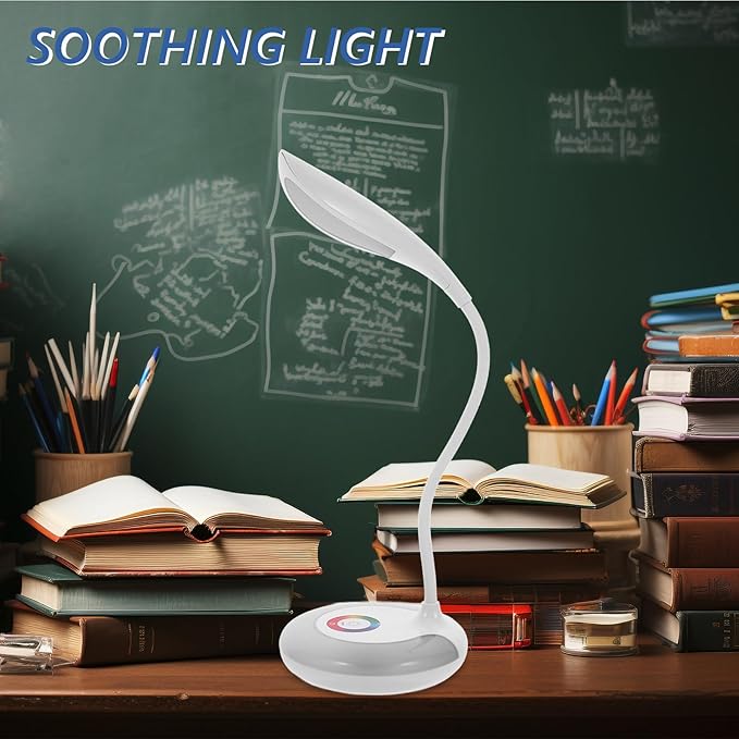 LED Gooseneck Desk Lamp, Office Desktop Lamp 3 Dimming Level, Touch Control, Battery Charging Table Lamp Adjustable Study Desk Lamp, Energy Saving Lamp Reading Light - LeafyLoom