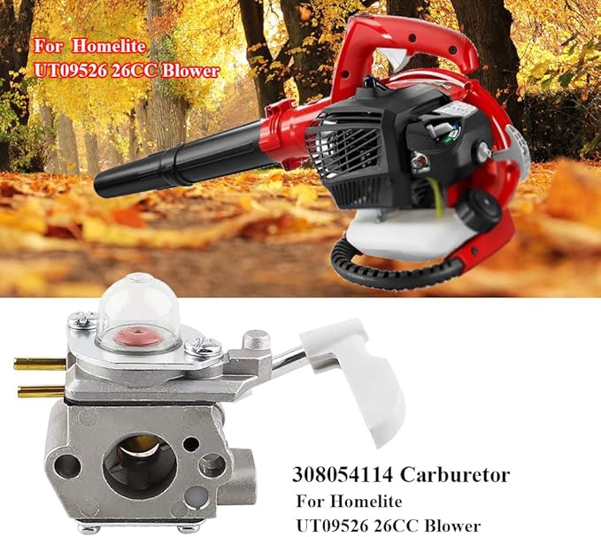308054114 Carburetor for Homelite 26B Leaf Blower UT09526 308054075 with Carburetor Adjusting Tool Air Filter Primer Bulb - LeafyLoom
