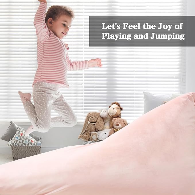 Jorbest Stuffed Animal Storage Bean Bag Chair for Kids and Adults, Luxury Velvet Stuffed Animal Bean Bag Storage, Cover Only(Sweet Pink 200L/52 Gal) - LeafyLoom