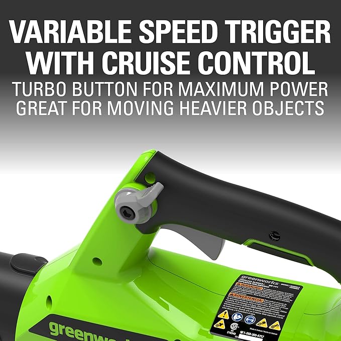 Greenworks 40V (110 MPH / 390 CFM) Cordless Axial Blower, 2.5Ah Battery and Charger Included - LeafyLoom
