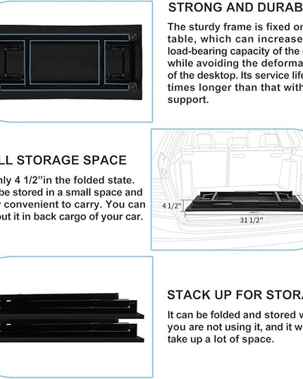Need Folding Desk - 31 1/2" No Assembly Foldable Small Computer Table,Sturdy and Heavy Duty Writing Desk for Small Spaces, Black&Black Frame - LeafyLoom