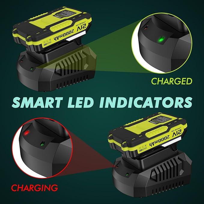 Battery Charger, Replacement 21V Charger for LAZYBOI Cordless Leaf Blower, Multi-Protection Safety System with 1-Hour Fast Charge - LeafyLoom