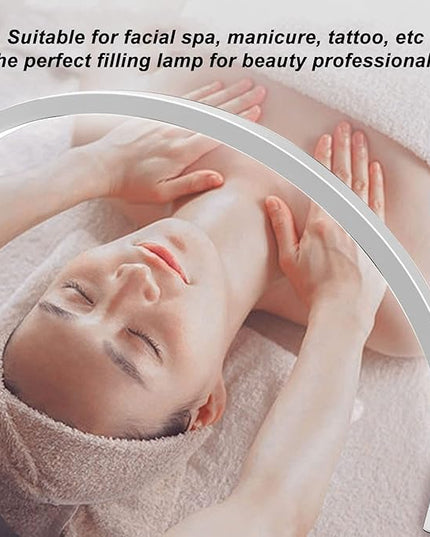 28 Inch Half Moon Nail Desk Lamp, 35W 3000 to 6000K Dimmable Desktop LED Light, Fill Light Half Moon Desk Light for Facial Spa, Manicure, Tattoo, Eyelash, Gifts - LeafyLoom