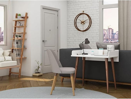Manhattan Comfort Hampton Mid Century Modern Home Office Computer Desk Table, 35.43, White - LeafyLoom
