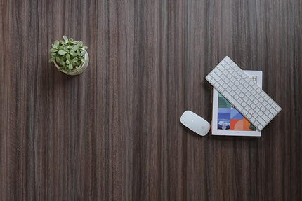 Kaboon Universal Tabletop 47.25"x30", Solid One-Piece Melamine Table Top, Double Desk L-Desk DIY, Home and Office,Eucalyptus/Dark Walnut - LeafyLoom