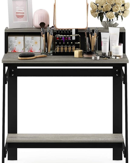 Furinno Simplistic A Frame Computer Desk, Black/French Oak Grey - LeafyLoom