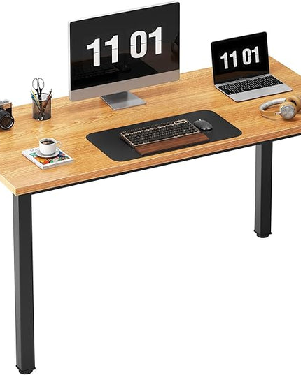 Need Computer Desk, 47 inch Home Office Desk, Modern Simple Style Home Office Gaming Desk, Basic Writing Table for Study Student, Black Metal Frame, Teak - LeafyLoom